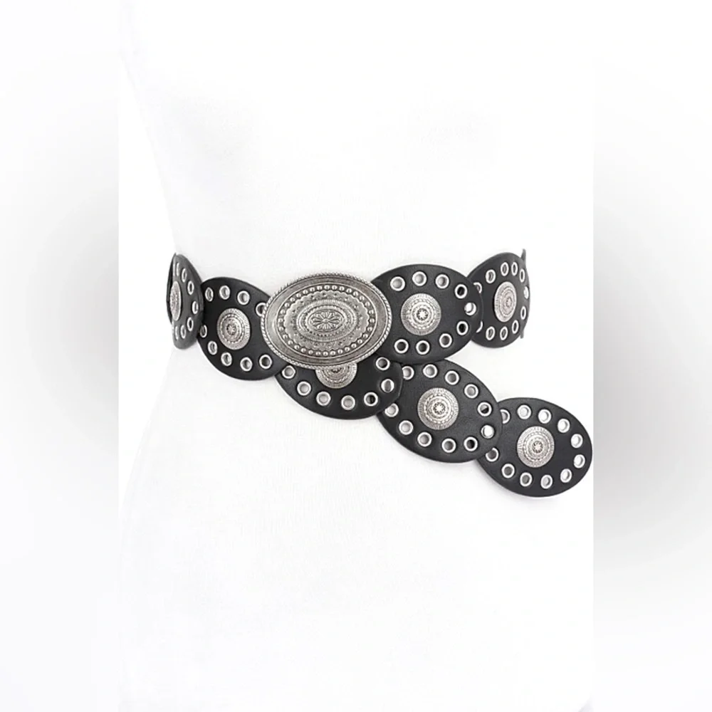 Vegan Leather Western Concho Statement Belt